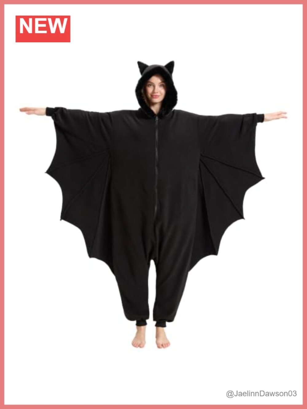 Adult Bat Onesie Costume Wings Hooded Fleece One-Piece Pajama Halloween Cosplay